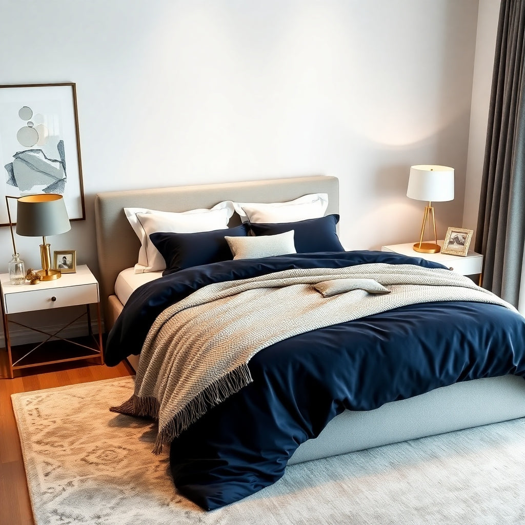 Modern Elegance Bedroom with Navy Accents