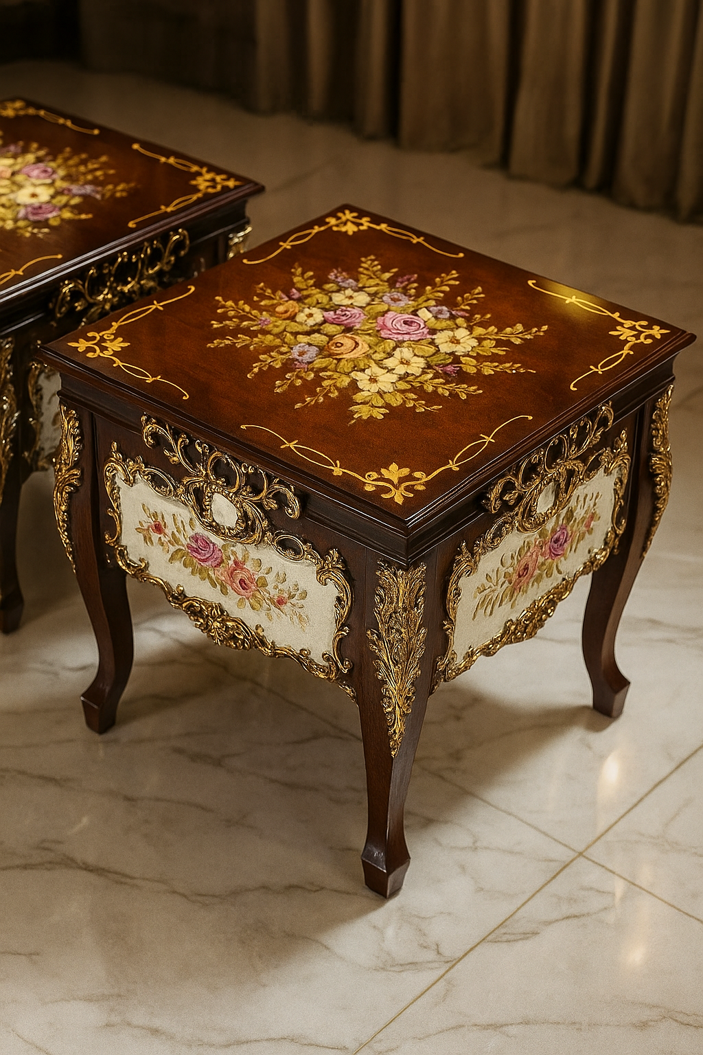 Alessa Hand-Painted Vintage Tables – Victorian Side Table Set Pakistan