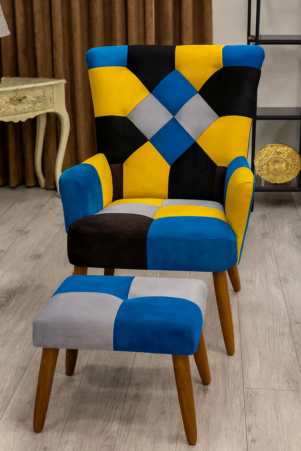 Avacardo Chair 03 with Stool | Solid Wood & Foam Seating