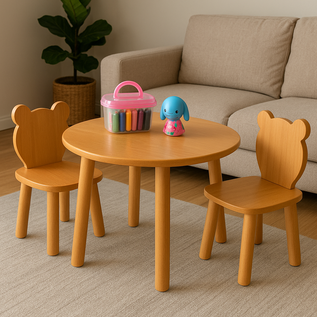 Bear Chairs with Round Table – Kids MDF Set
