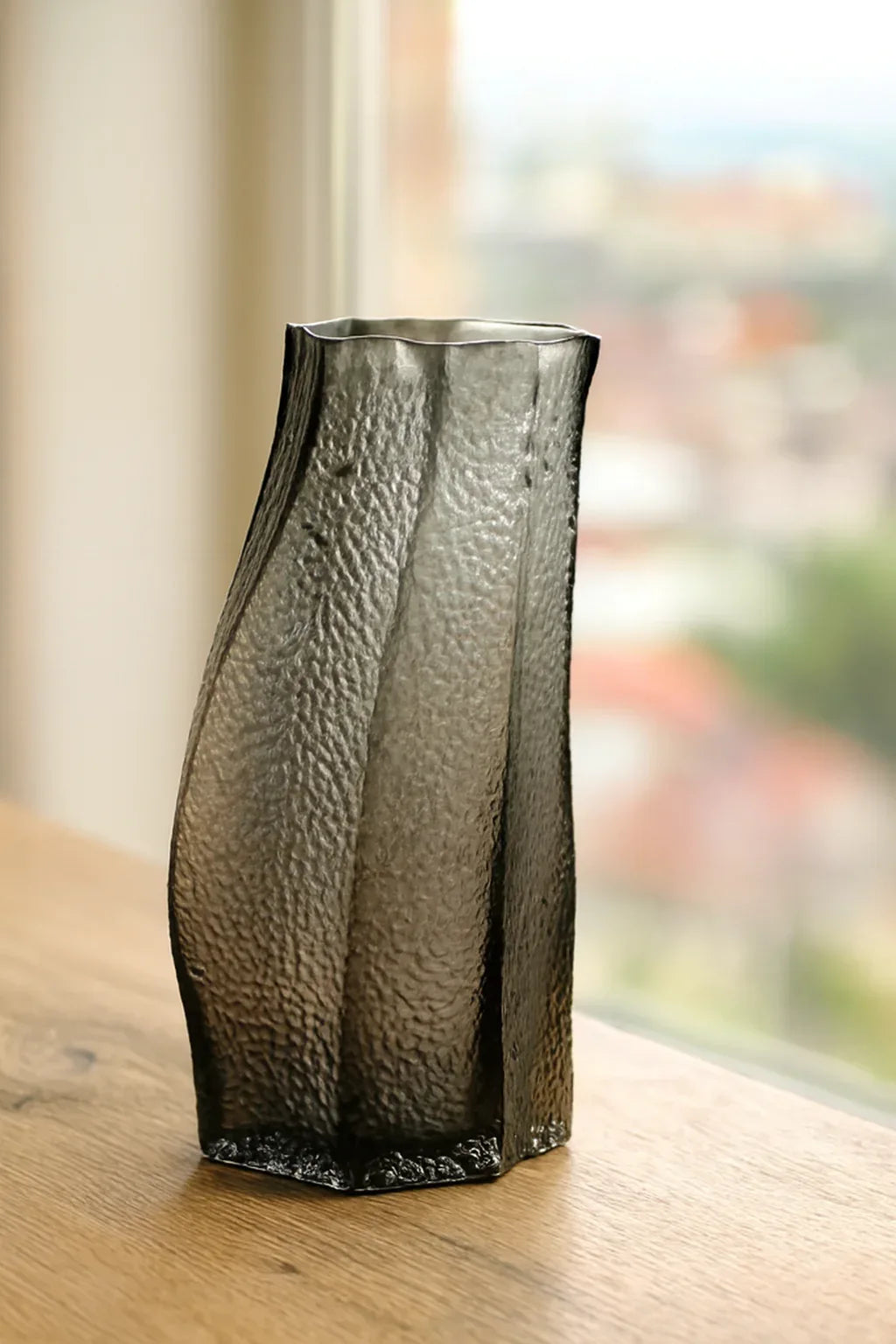 Black Frosted Glass Vase in Pakistan – Imported Décor Vase