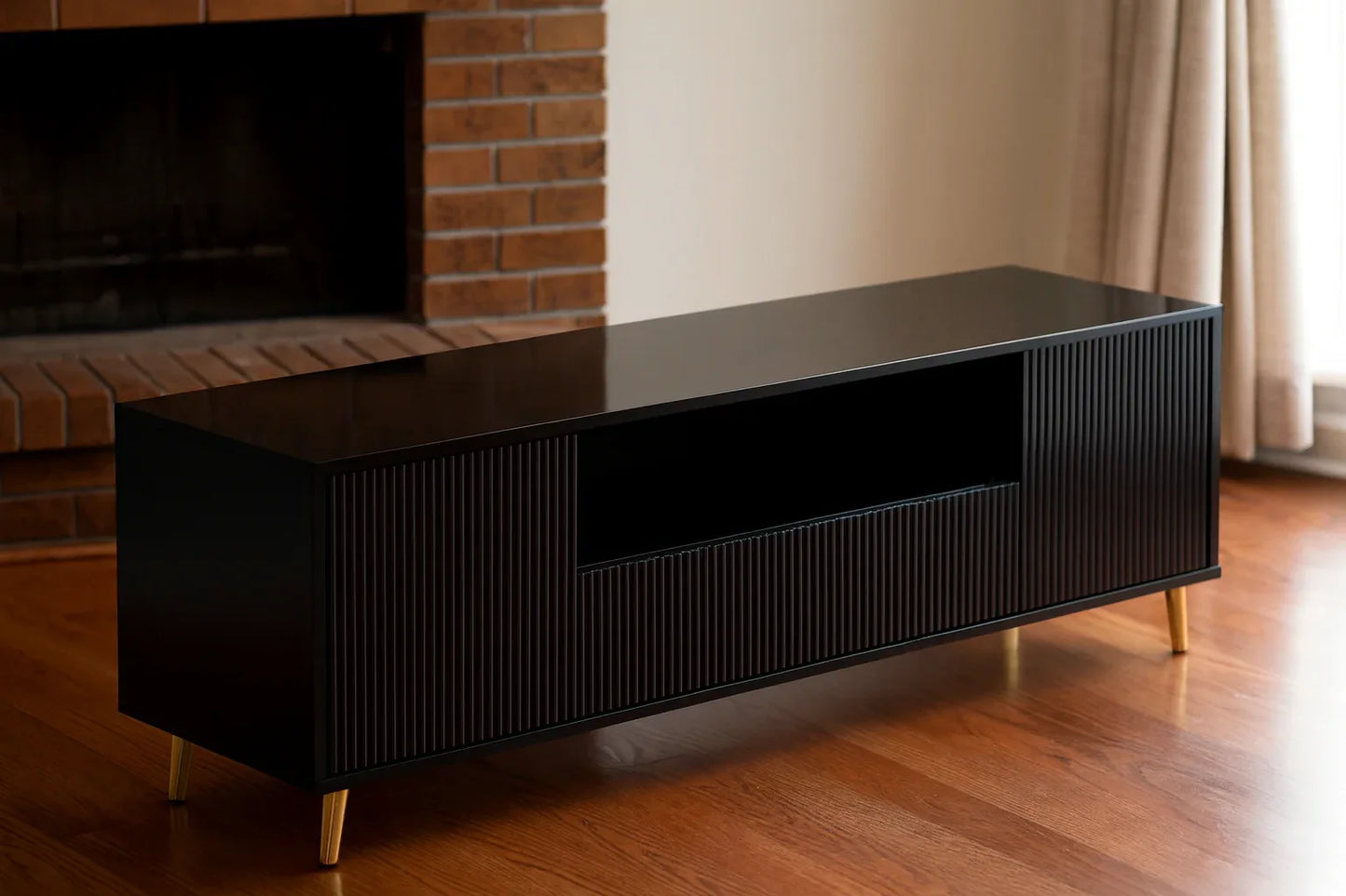 Blake LCD Console in Pakistan – 65" Fluted Wood Unit