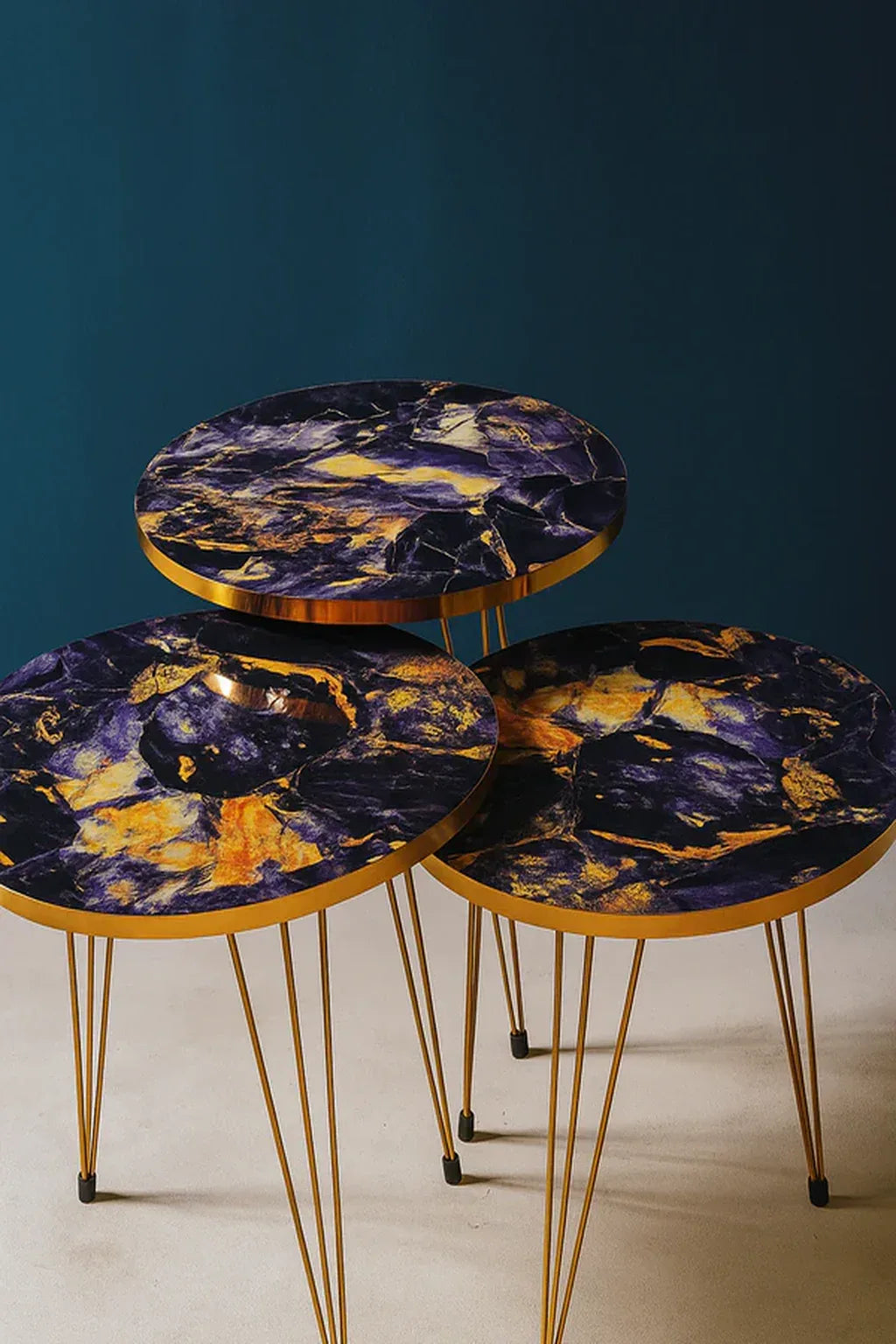 Blue Gold Nesting Table Set of 3 – Best Price in Pakistan