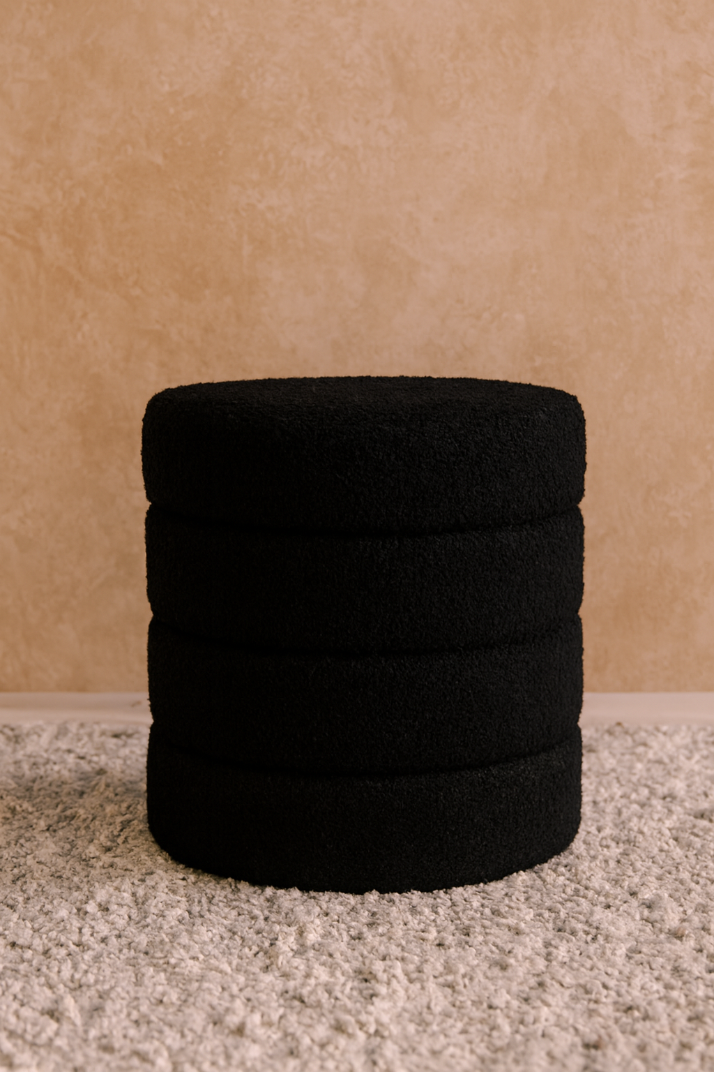 Boucle Premium Round Stool Black | Stylish Fabric Stool
