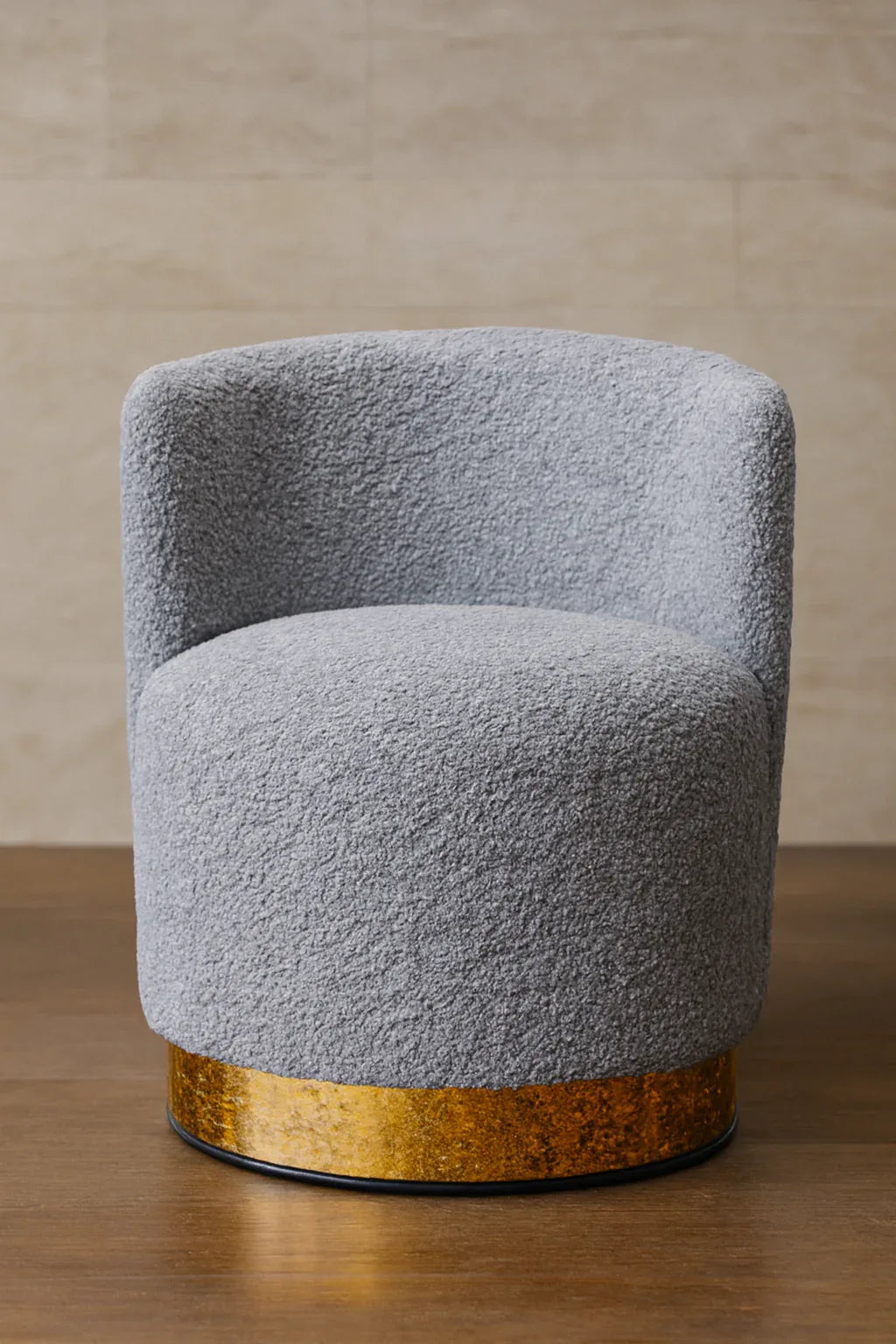 Boucle Premium Round Stool Grey 0013 | Luxury Stool