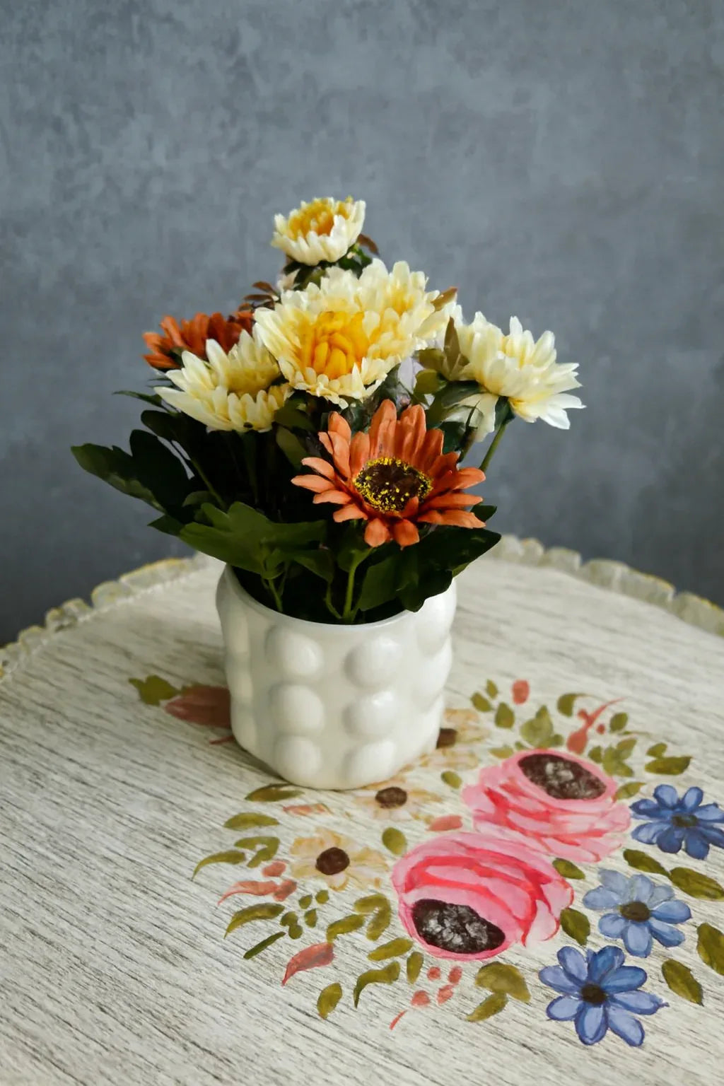 Ceramic Planter with Flowers | Elegant Home Décor Pot