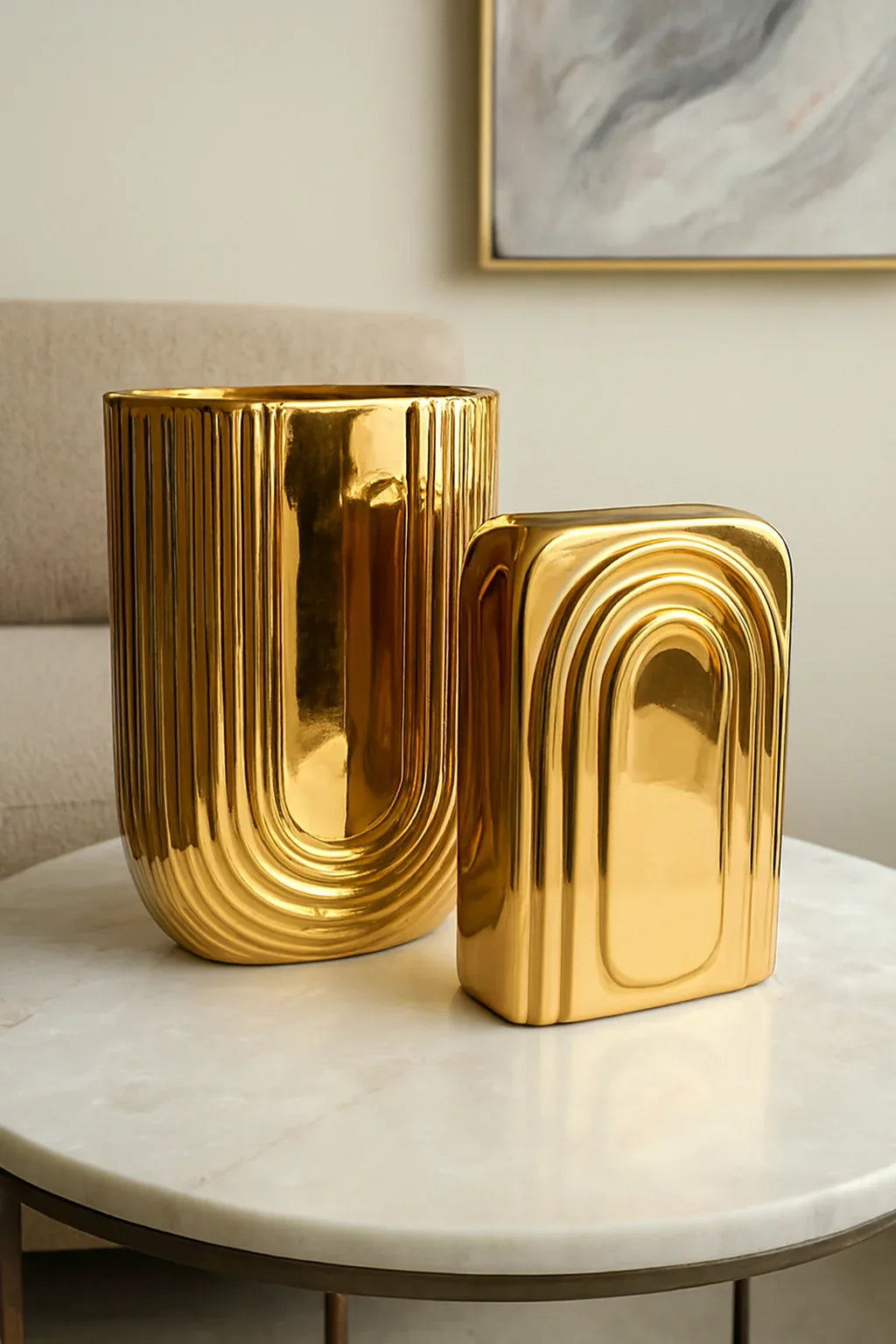 Ceramic Vase 014 in Pakistan – Gold Decorative Vase Set