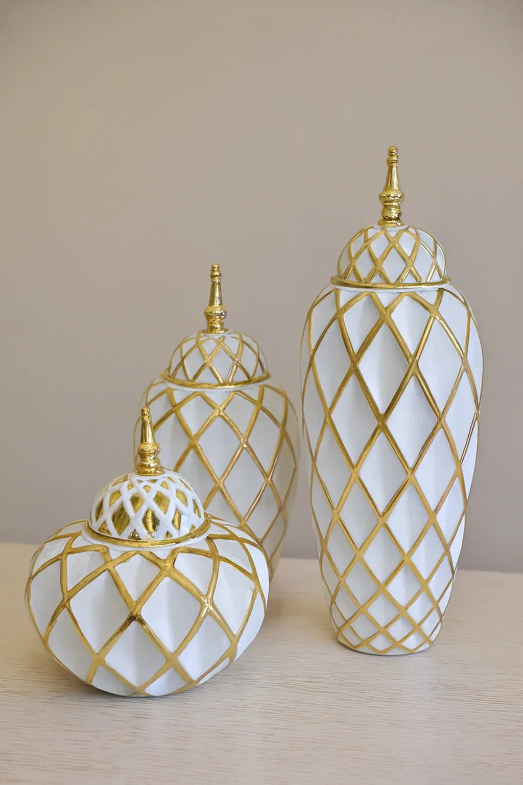 Ceramic Candy 011 Jar Set in Pakistan – White & Gold Decor