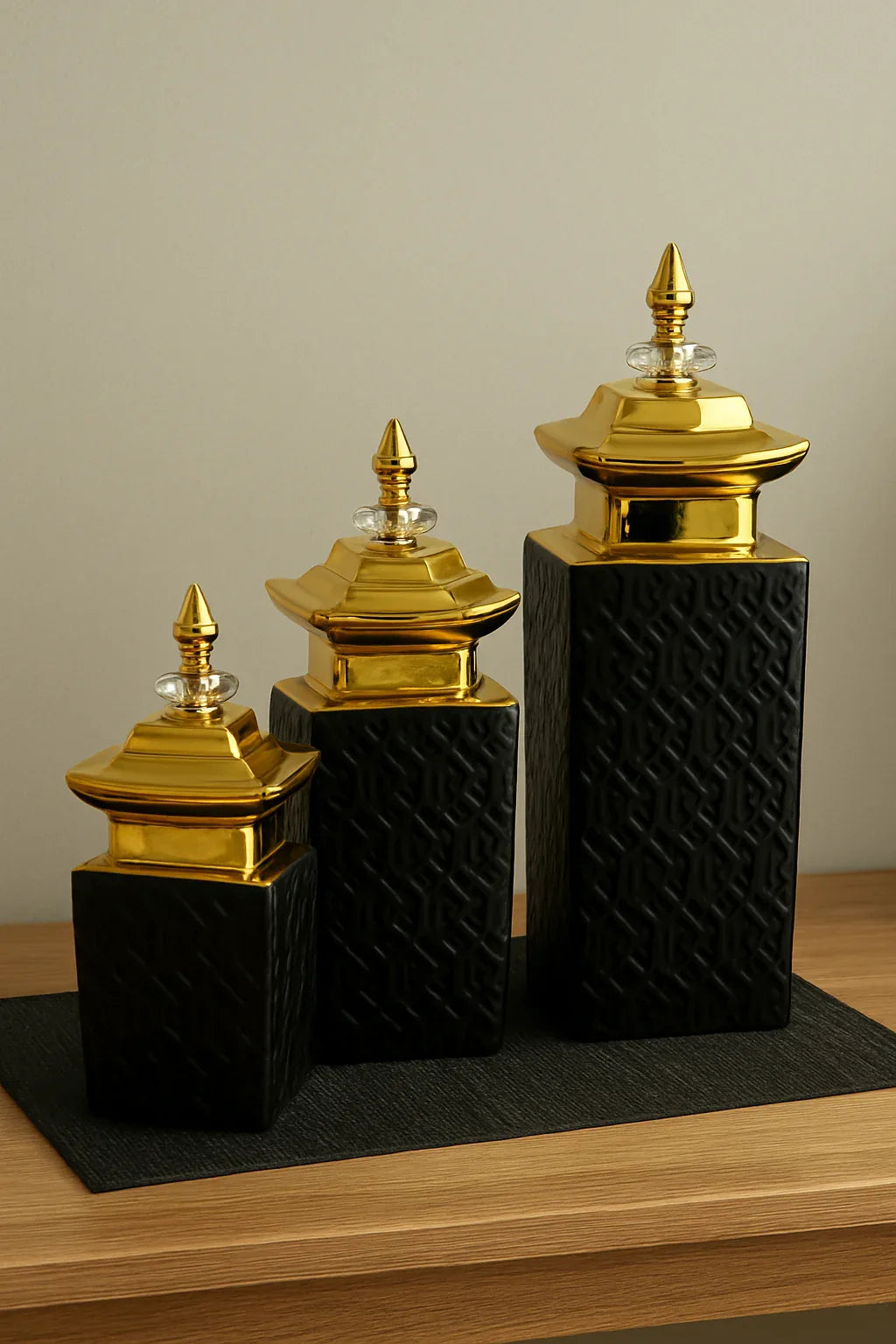 Ceramic Candy 020 Jar Set in Pakistan – Black & Gold Decor