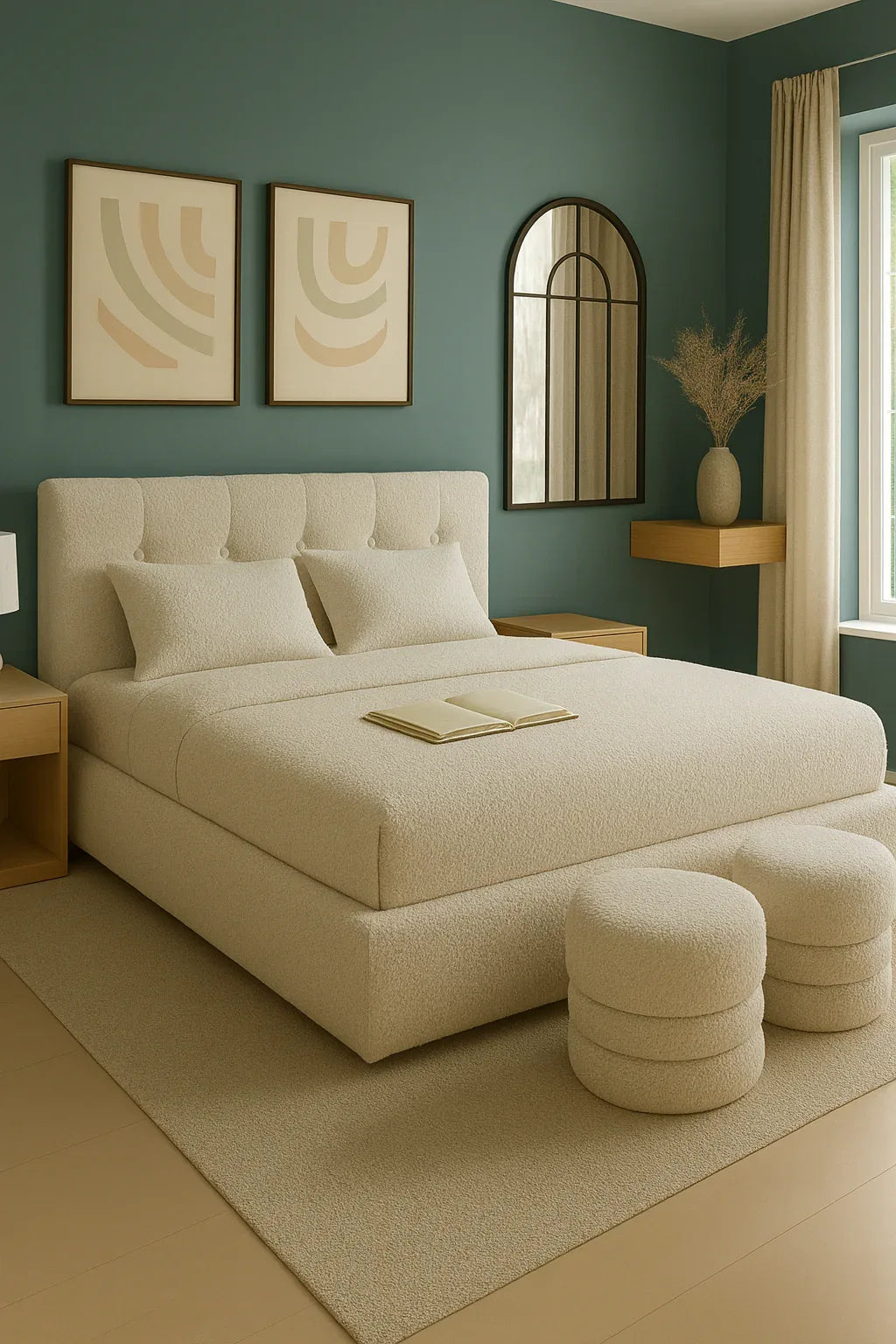 Clyde Boucle Bed in Pakistan – Luxury King Size Bed