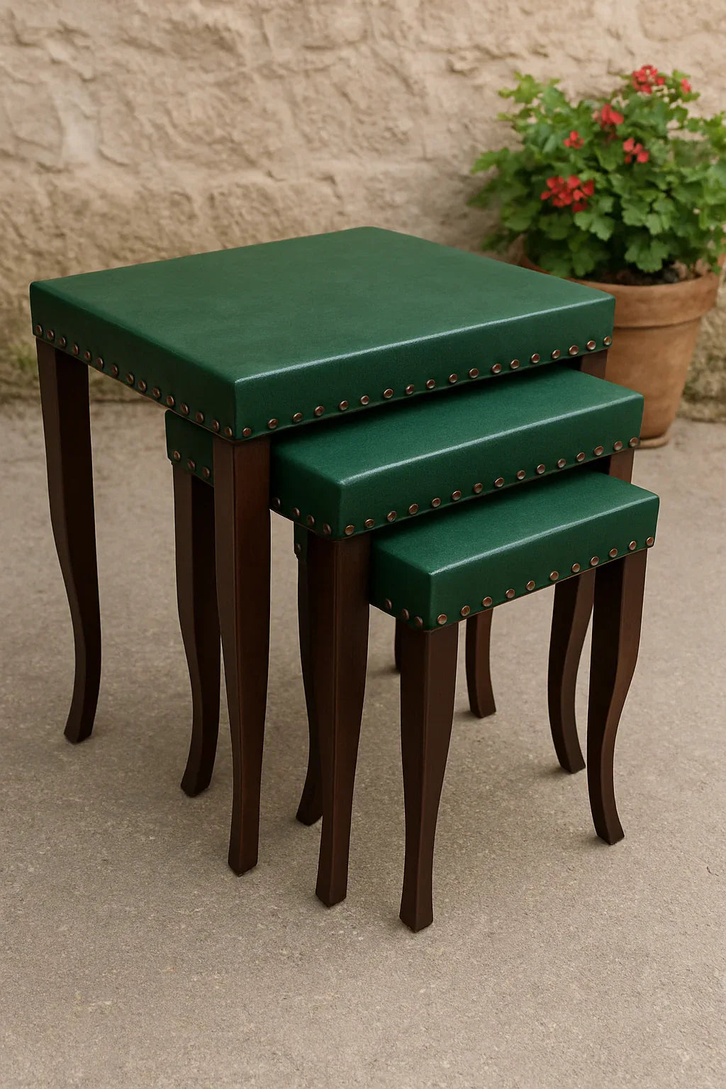 Croc Nesting Table Set – Sheesham Wood & Leatherite Top