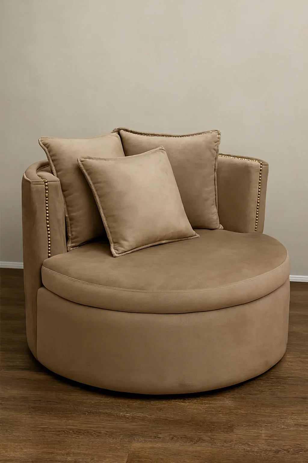 Cuddle Chair Brown | Premium Velvet Solid Wood Chair
