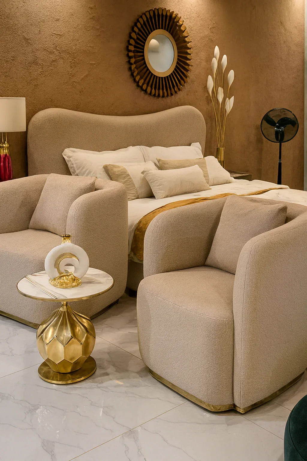 Curved Brownie Single Seater Sofa in Pakistan – Boucle Comfort