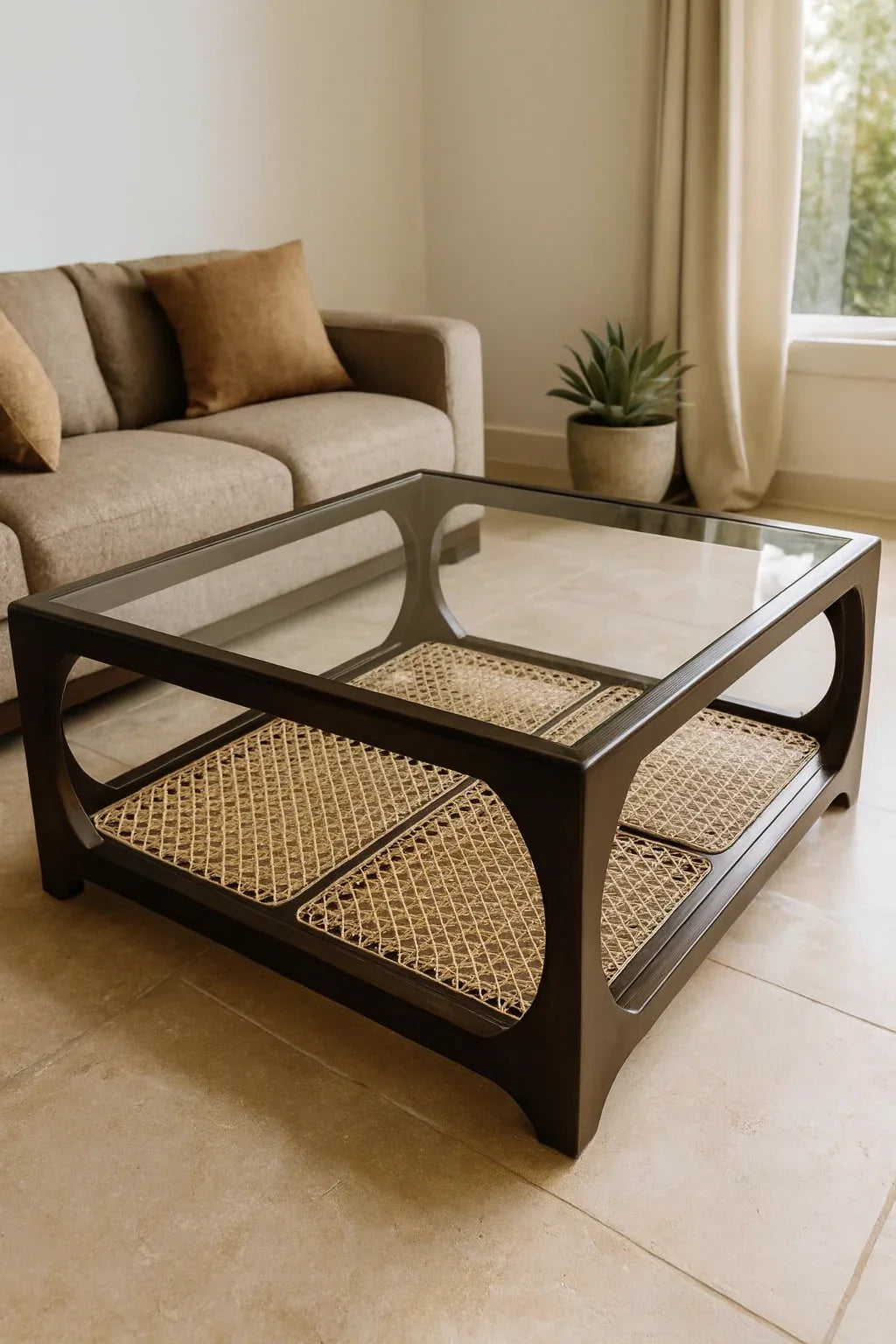 Elixer Center Table – Pure Wood & Cane Design
