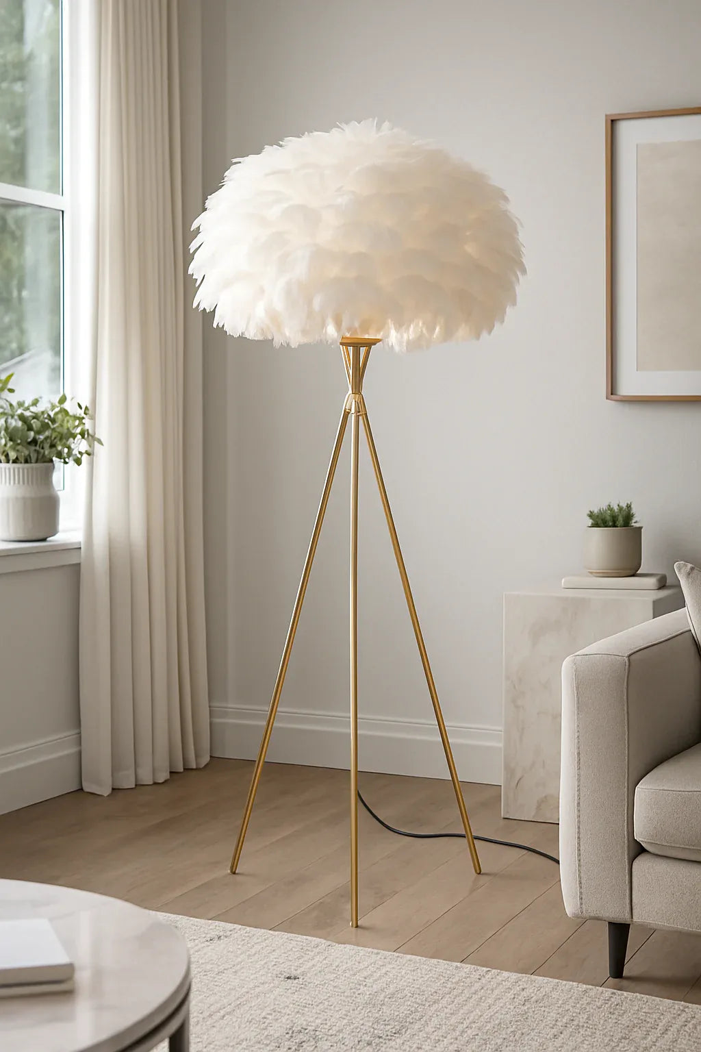 Feather LED Standing Lamp – 5 Ft Imported Floor Lamp