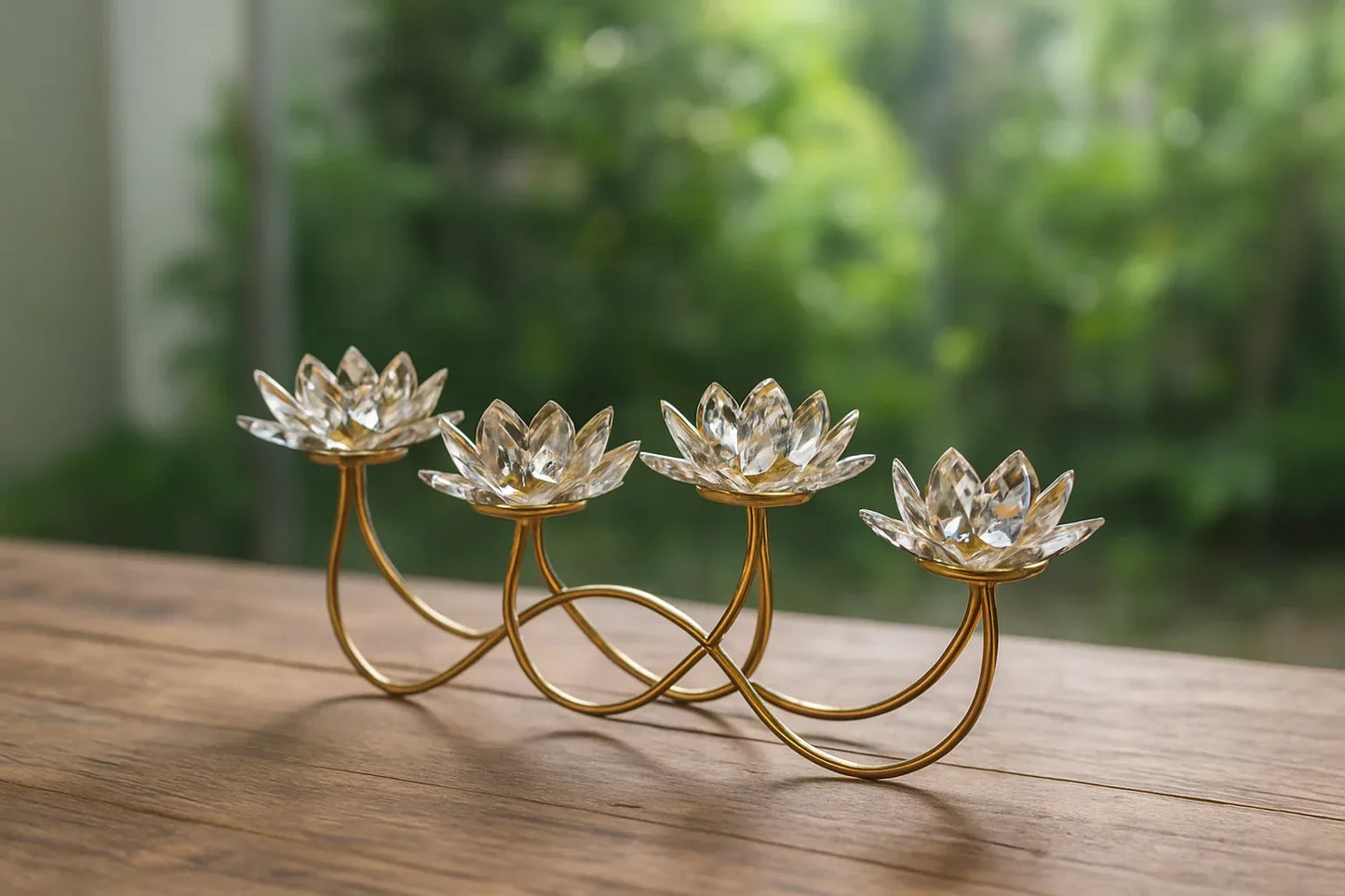 Glass Candle Stand 01 – Gold Stainless Steel Decor
