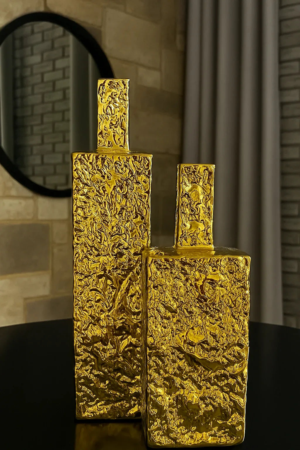 Gold Textured Vase 03 – Modern Decorative Vases Pakistan