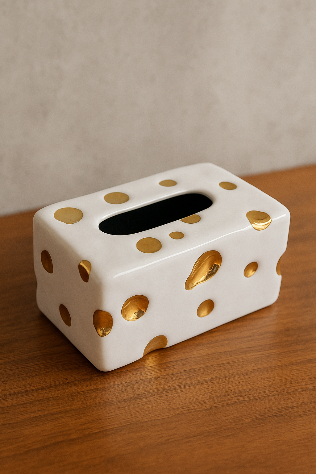 Gold & White Jewel Tissue Box 06 – Elegant Glass Décor