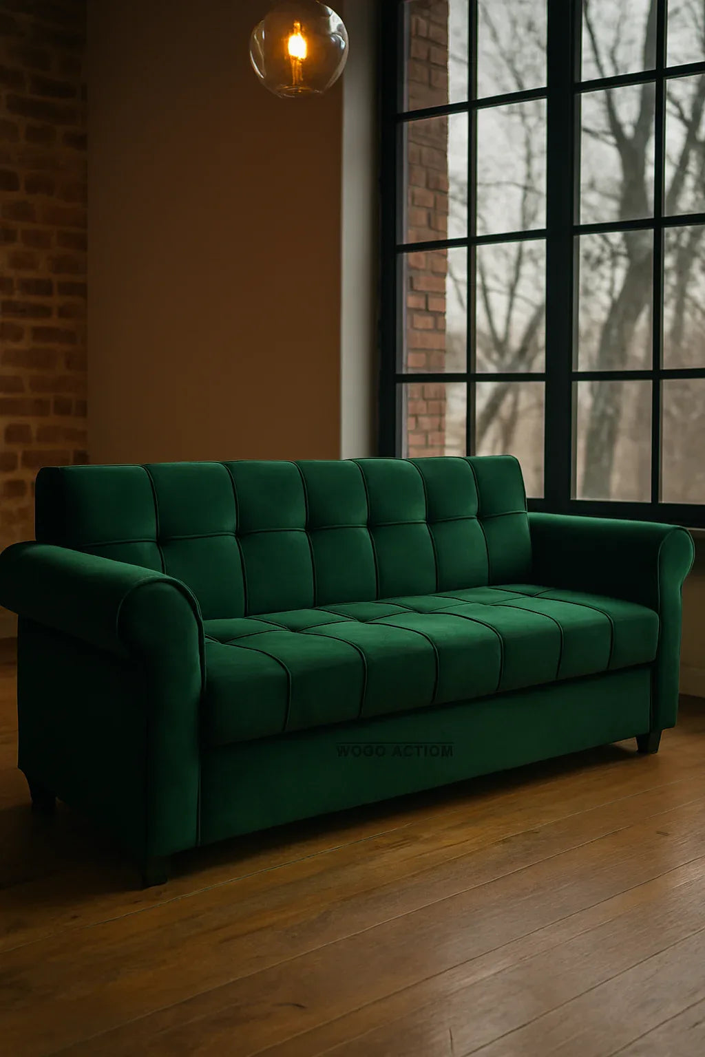 Green Mia Sofa Cum Bed in Pakistan – Wood Frame & Comfort
