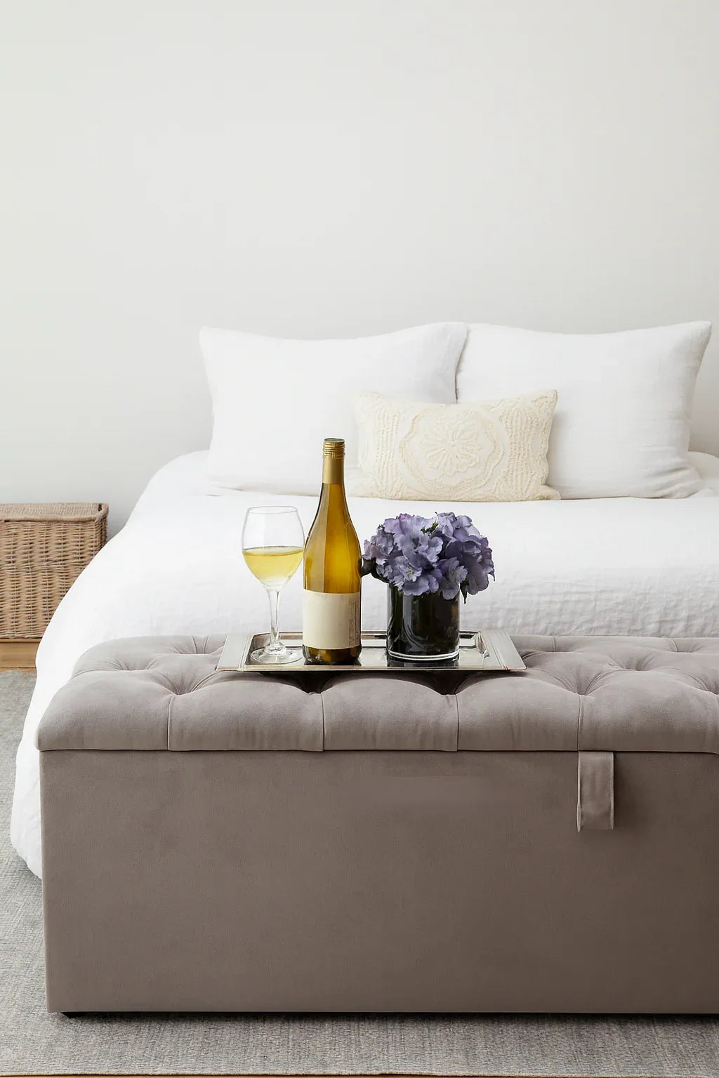 Grey Aster Puffy Storage | Fabric Storage Ottoman