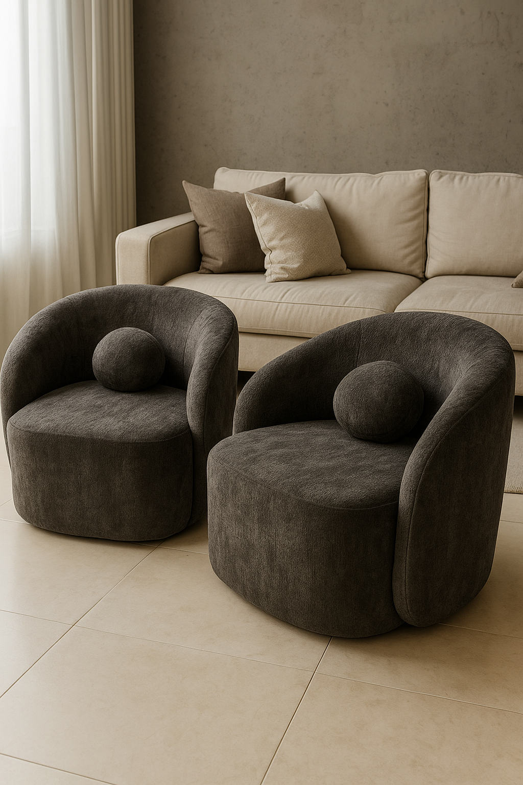 Grey Isle Sofa Chair – Modern Boucle Single Seater Pakistan