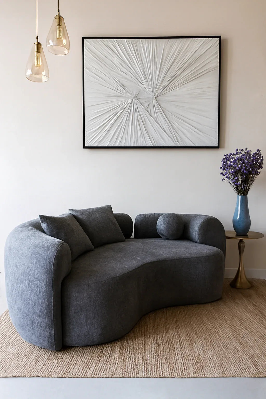 Grey Isle Boucle Curved Sofa 02 – 3 Seater in Pakistan(PK)