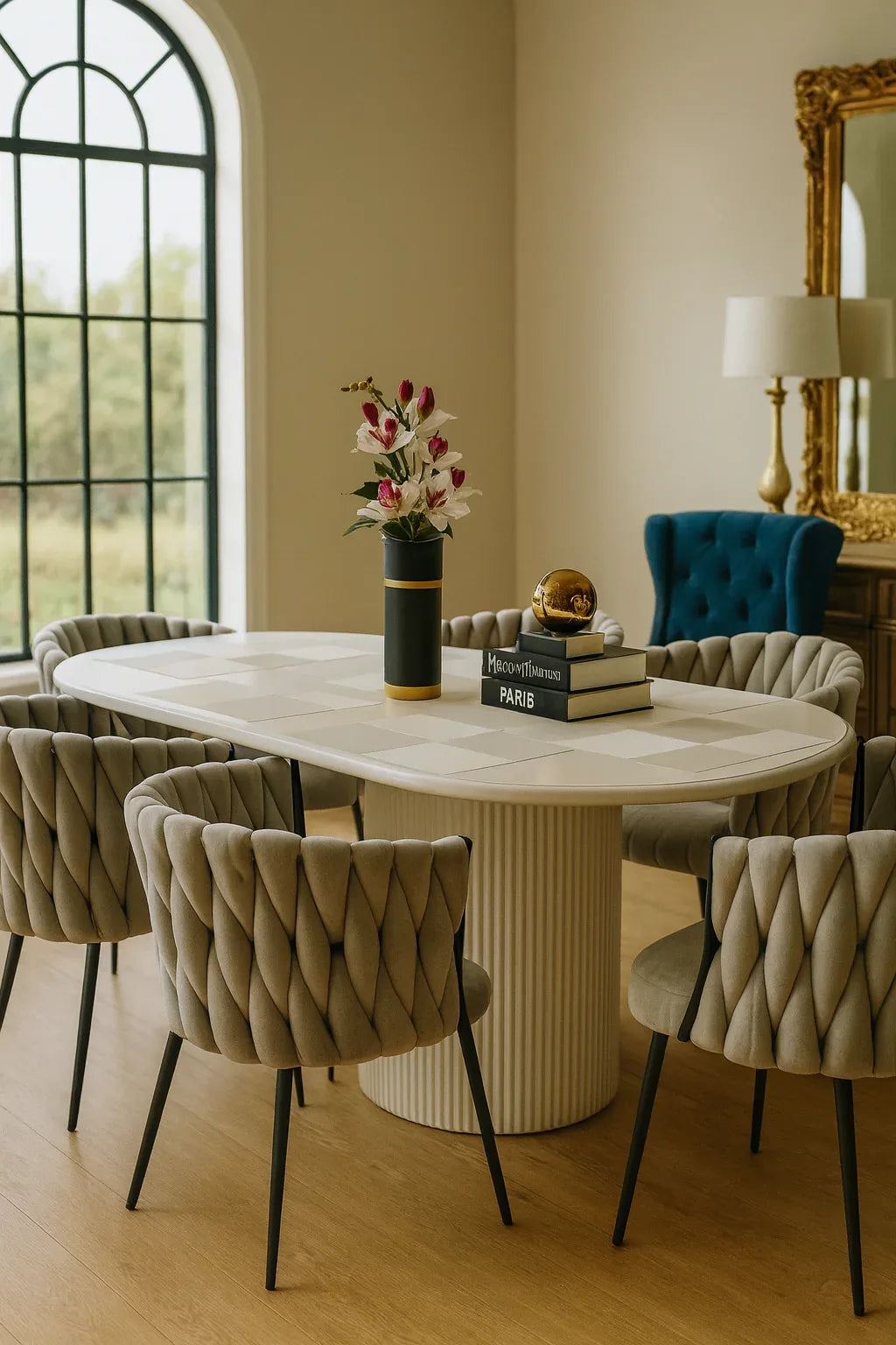 Grey Pearl Dining Table – 6 & 8 Seater Set Pakistan
