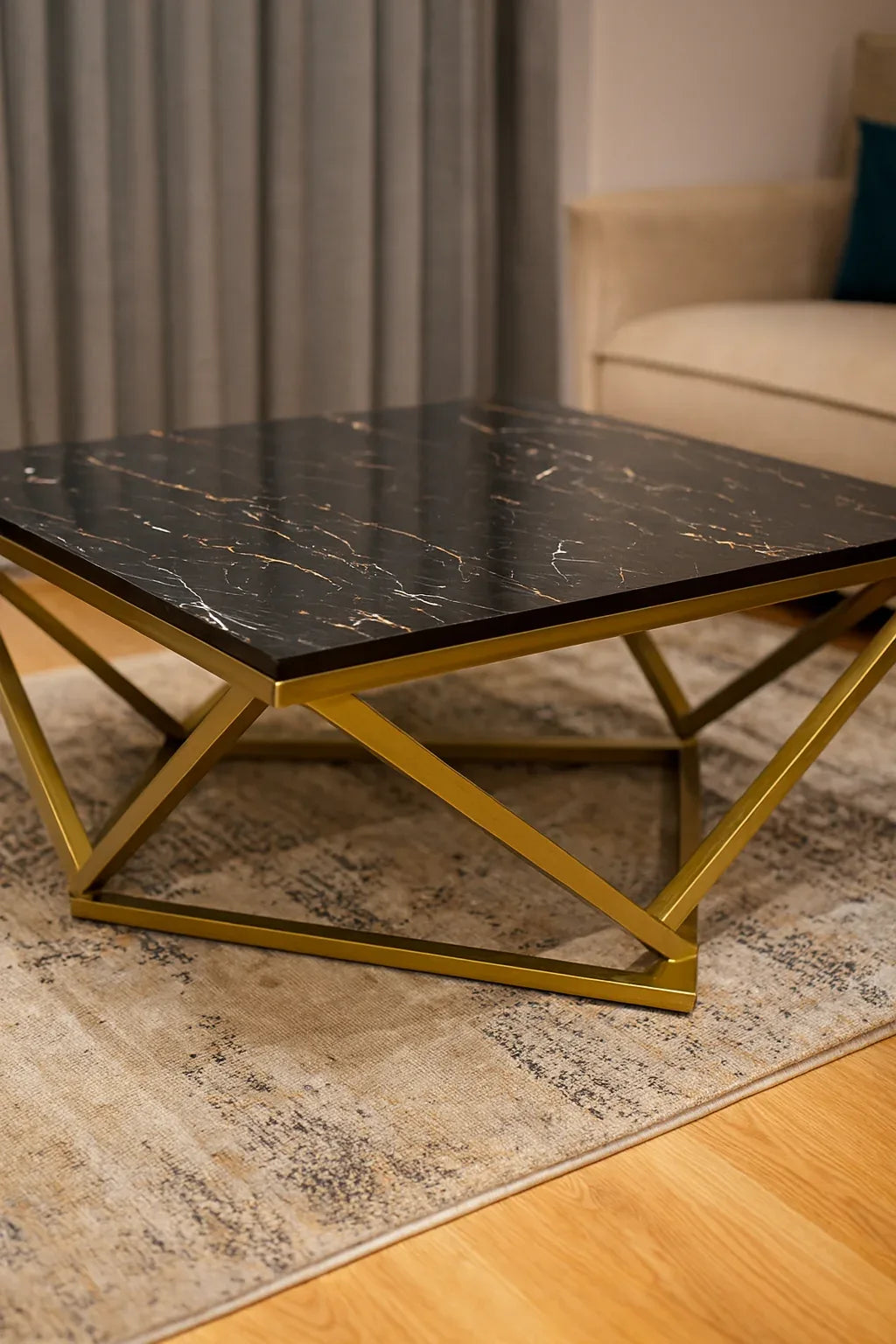Henry Coffee Table Black – Metal Frame & Gloss Top