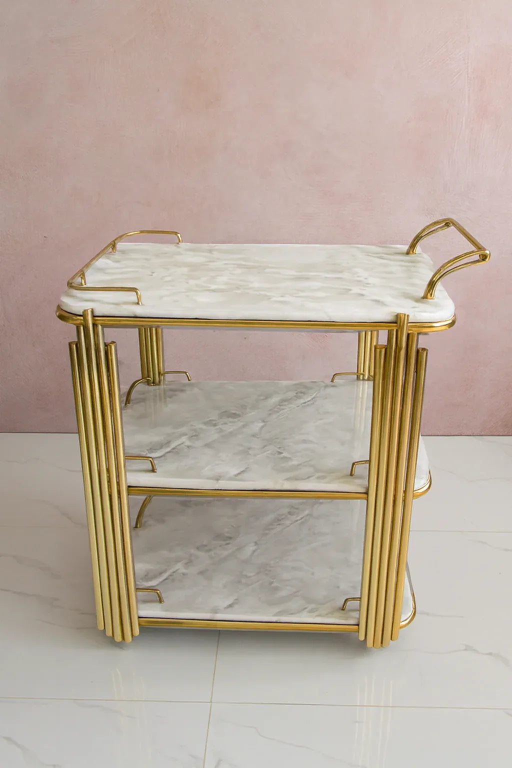Imported Tea Trolley White in Pakistan – Brass & Marble
