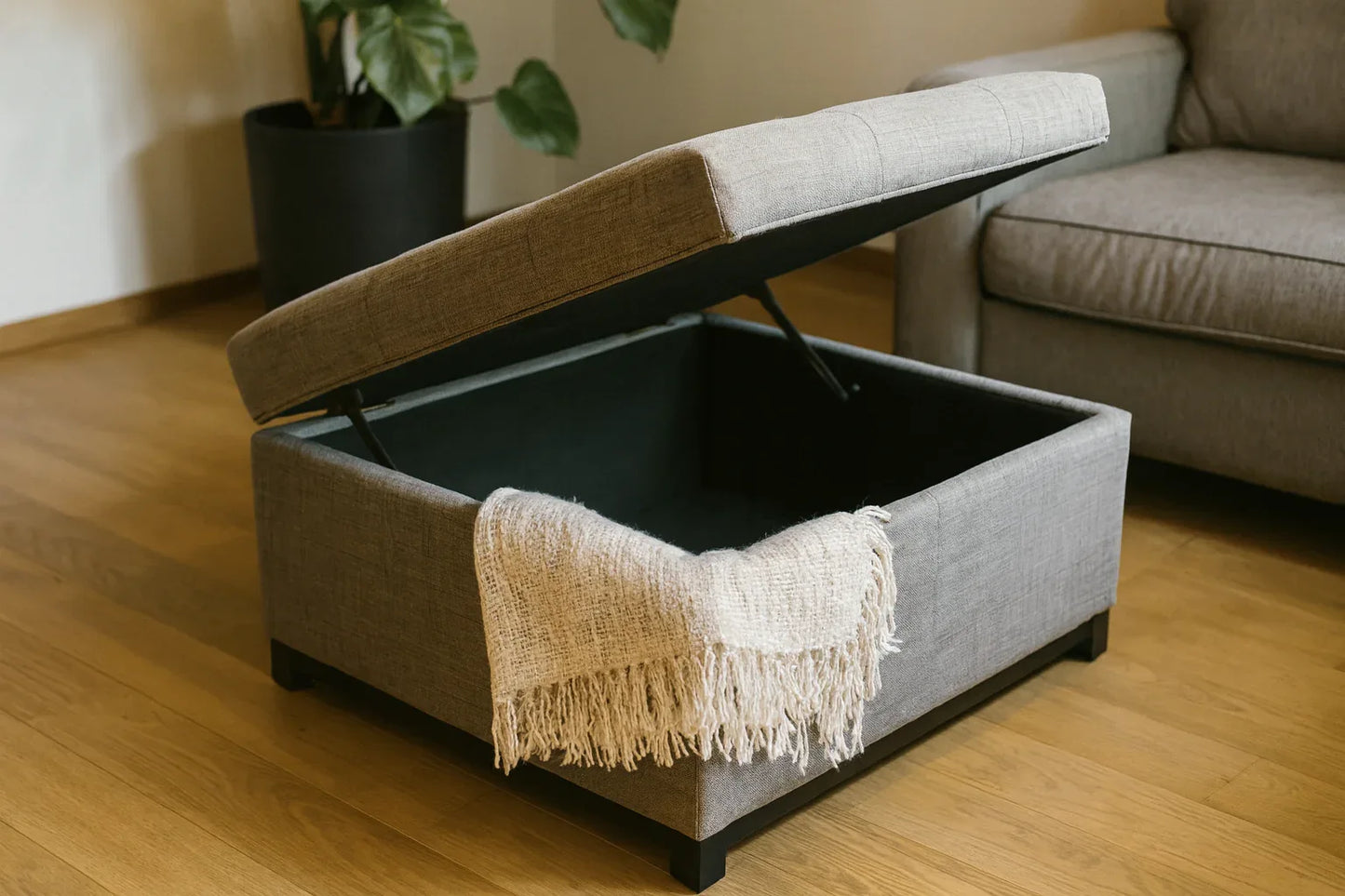 Jane Puffy Storage Coffee Table – Fabric Ottoman Table