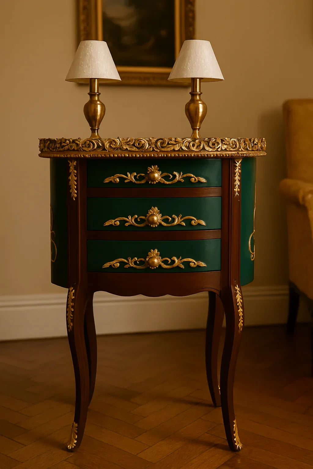 Lavinia Victorian Table Green in Pakistan – Hand Painted