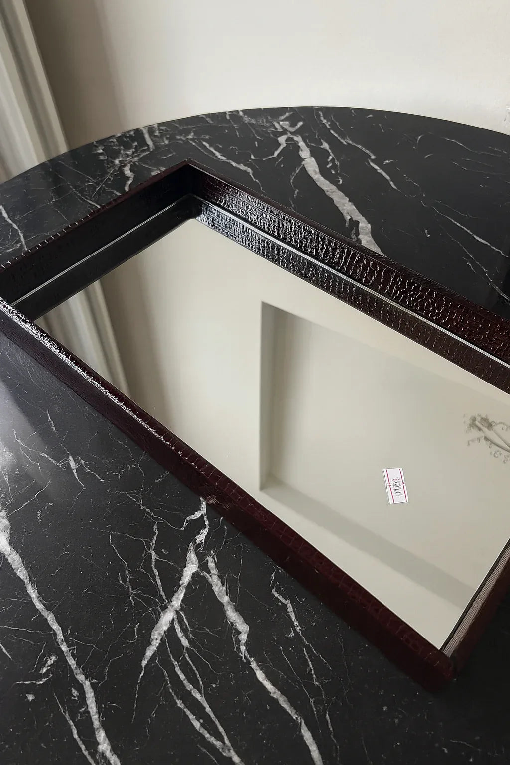Leather Tray 01 – Imported Leather & Mirror Tray in Pakistan