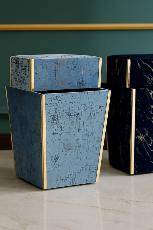 Luxury Wooden Tissue Box & Dustbin Set – Elegant Décor