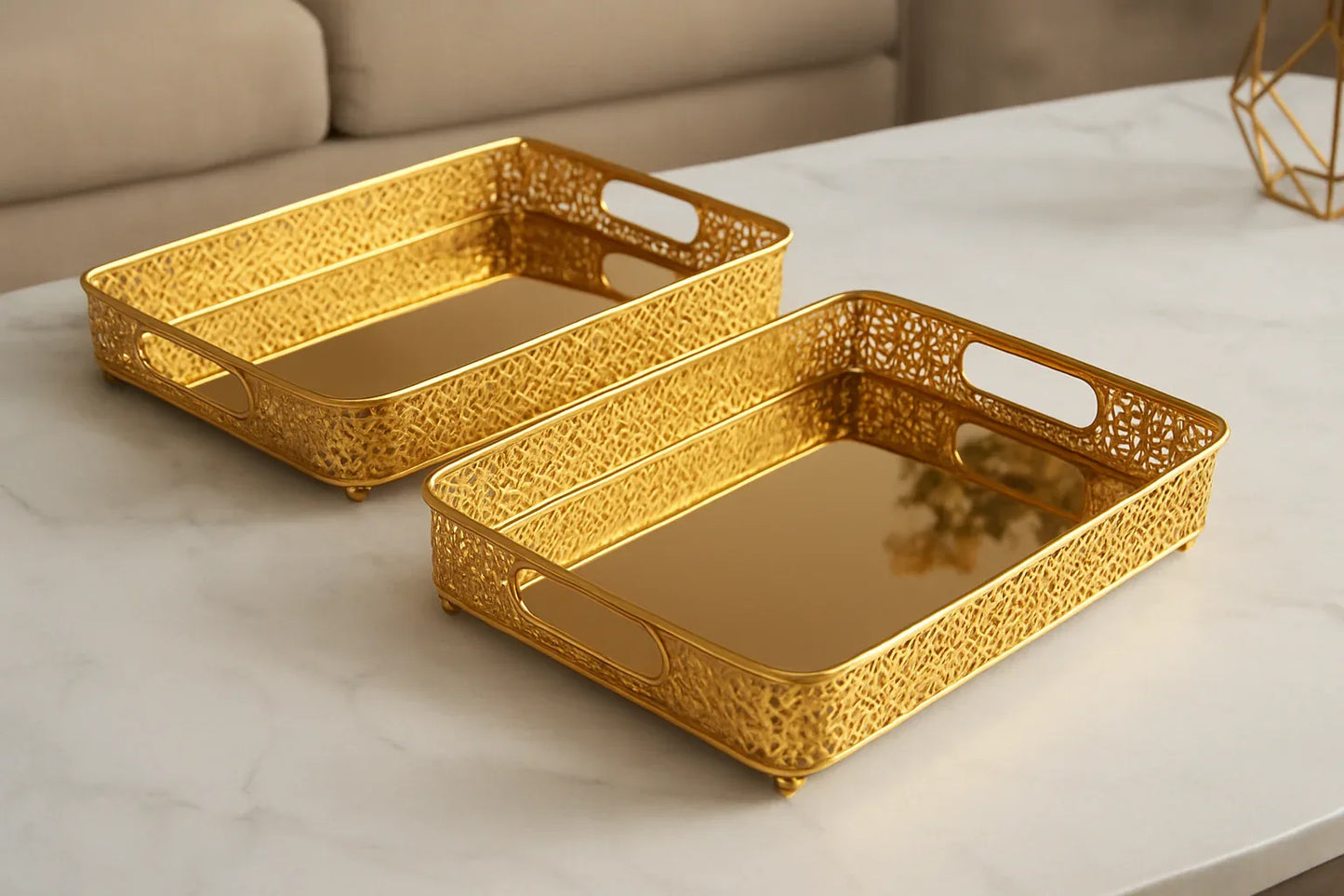 Metallic Tray 003 – Imported Metal Tray Set (Large & Small)