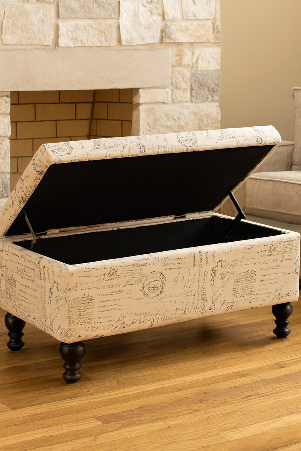 Newspaper Puffy Storage | Offwhite Fabric Storage Ottoman