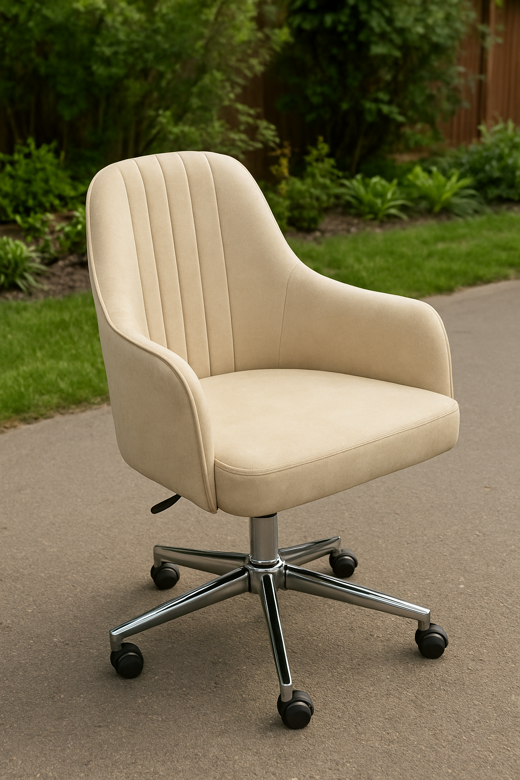 Off White Office Chair – Padded Seat & Hydraulic Base