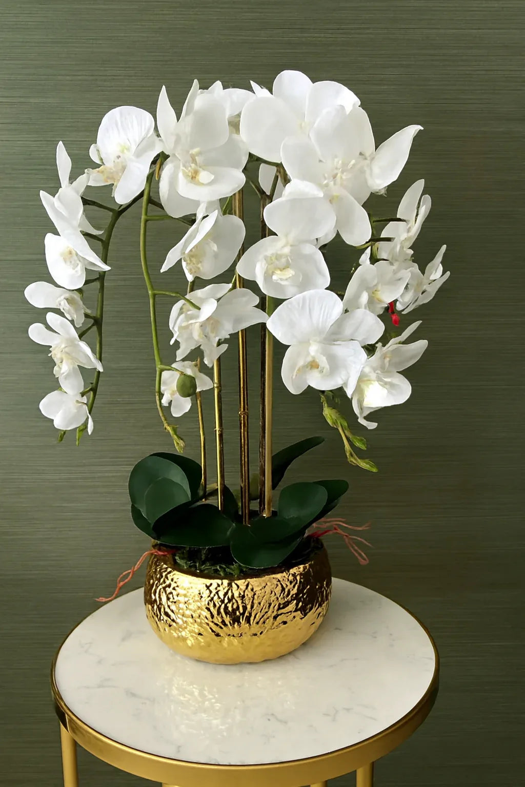 Orchids Flower Arrangement in Brass Pot | Luxury Décor