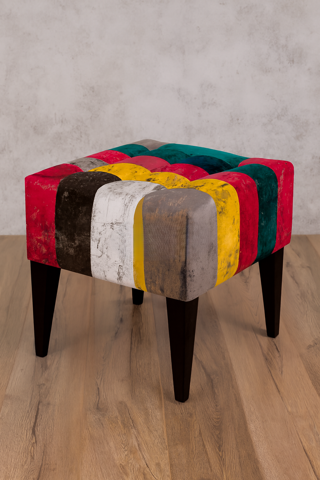 Patchwork Stool 001 | Colorful Fabric Accent Stool