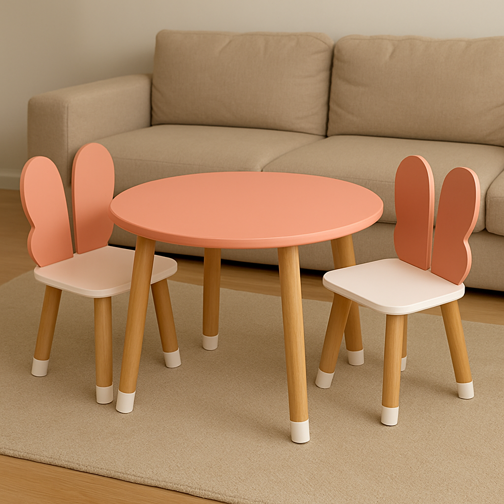Pink Butterfly Kids Table & 2 Chairs – MDF Set