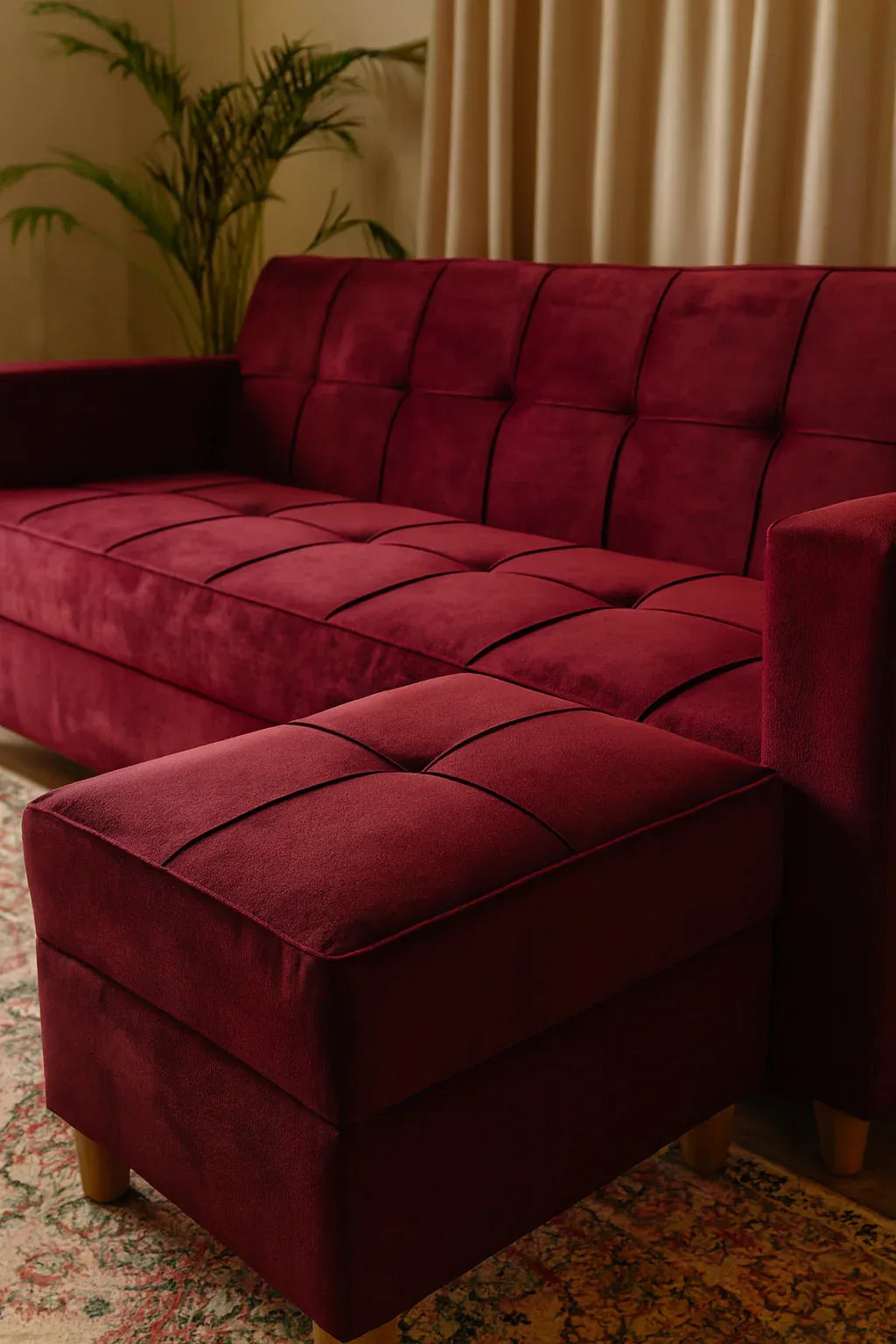 Red Henry Sofa Cum Bed in Pakistan – Wood Frame Comfort