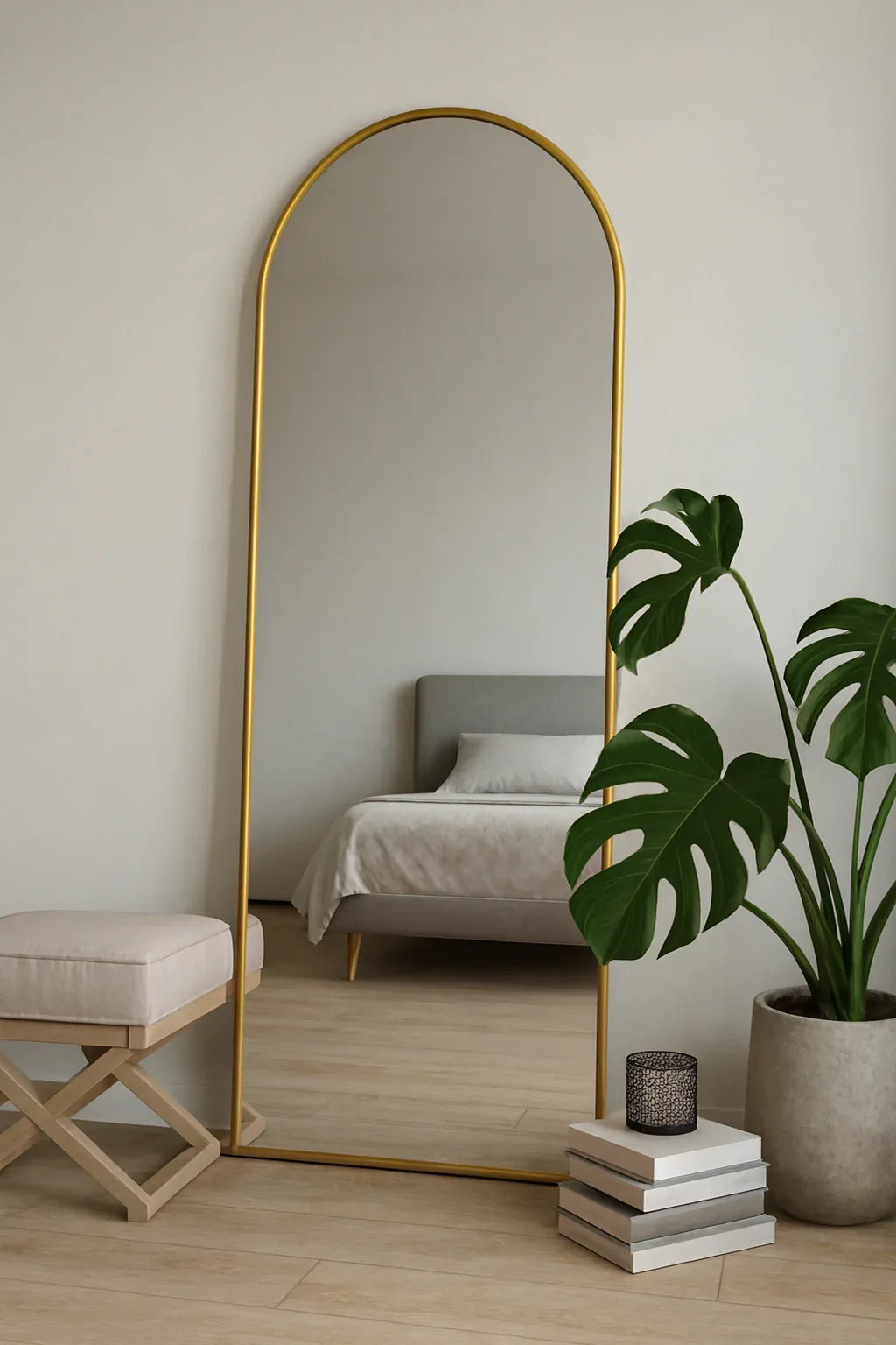 Ronny Standing Mirror in Pakistan – 66x25 Gold Metal Floor