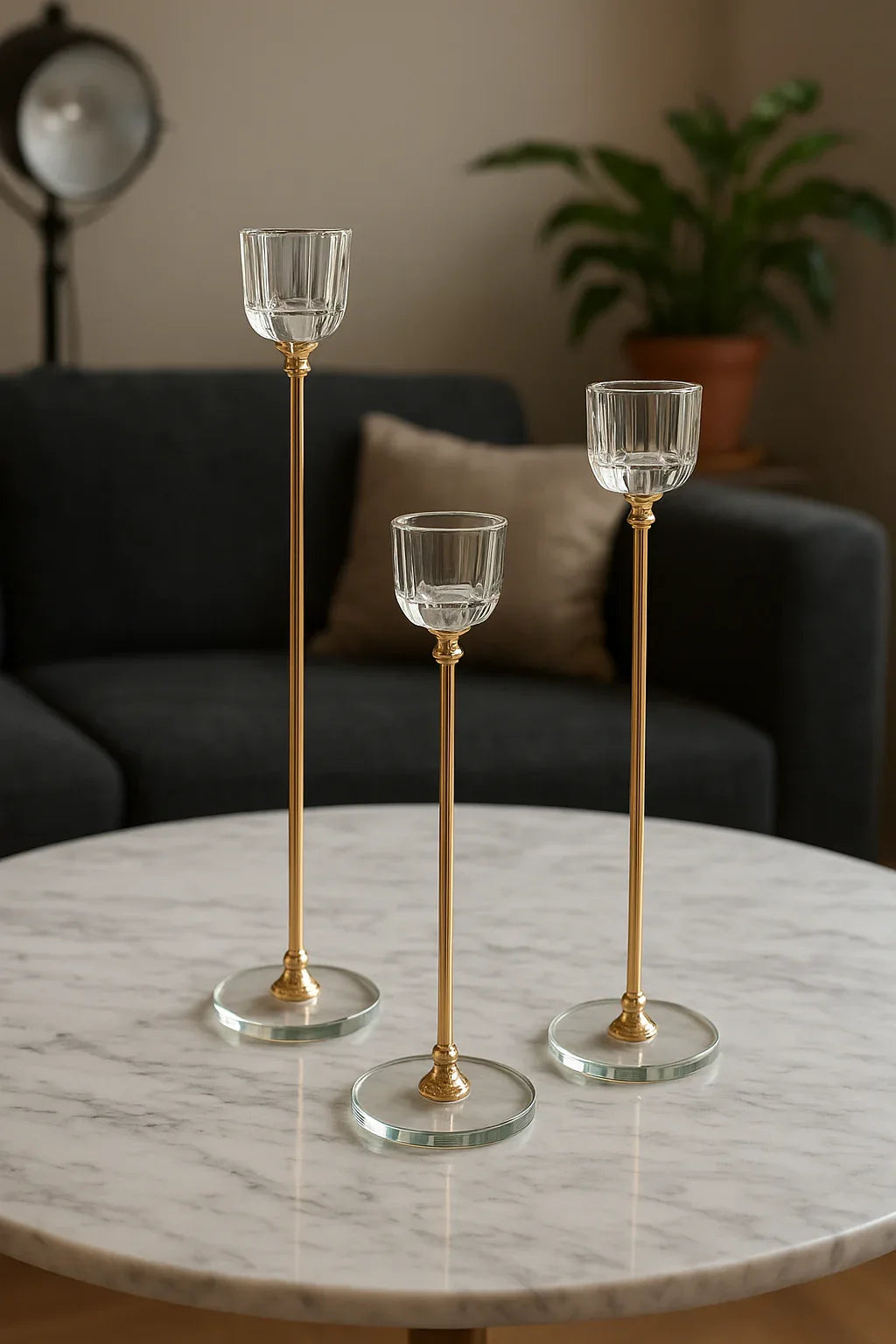 Crystal Candle Stand Set of 3 – Elegant Home Décor 008