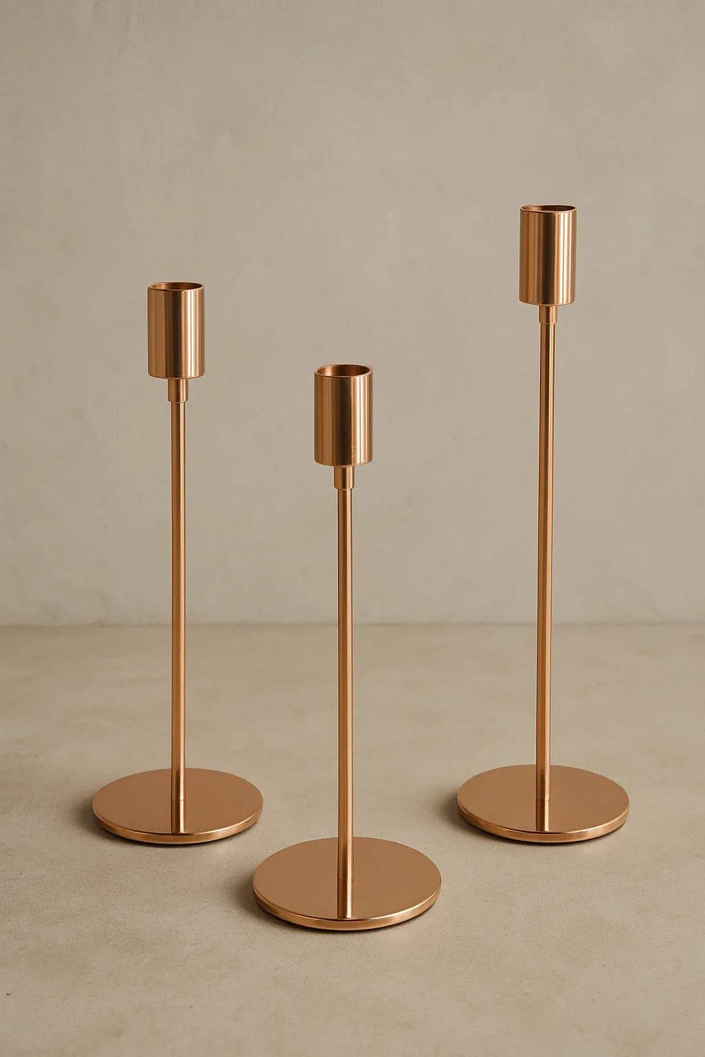 Set of 3 Gold Candle Stands – SS Metal Décor Set