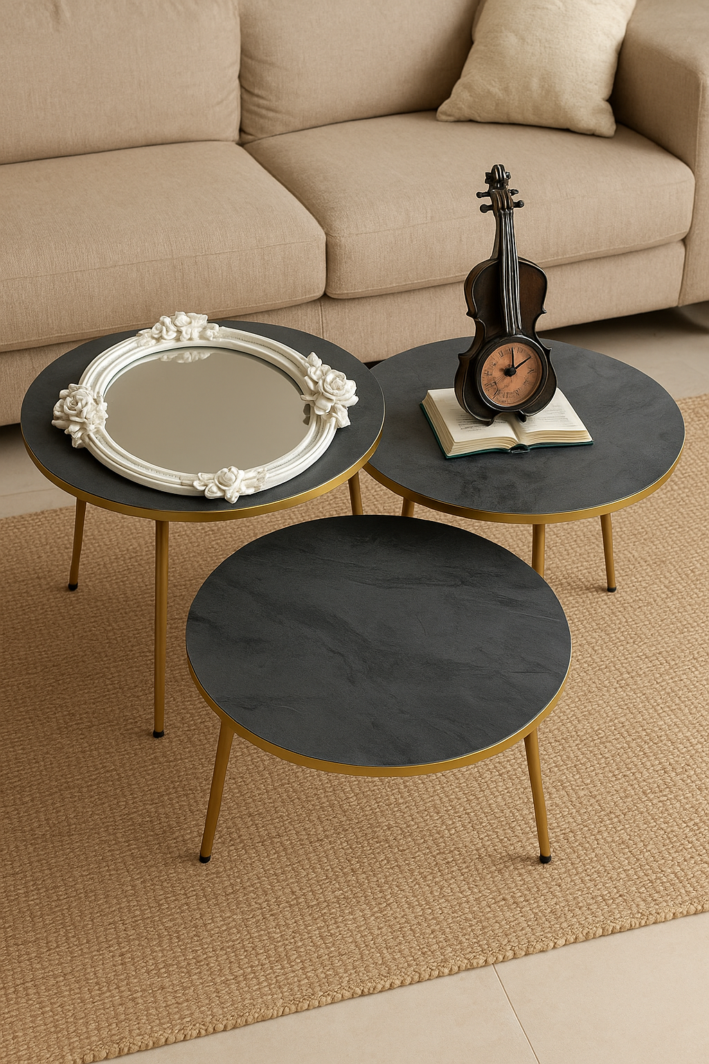 Nesting Tables 003 – Set of 3 UV Top with Metal Legs