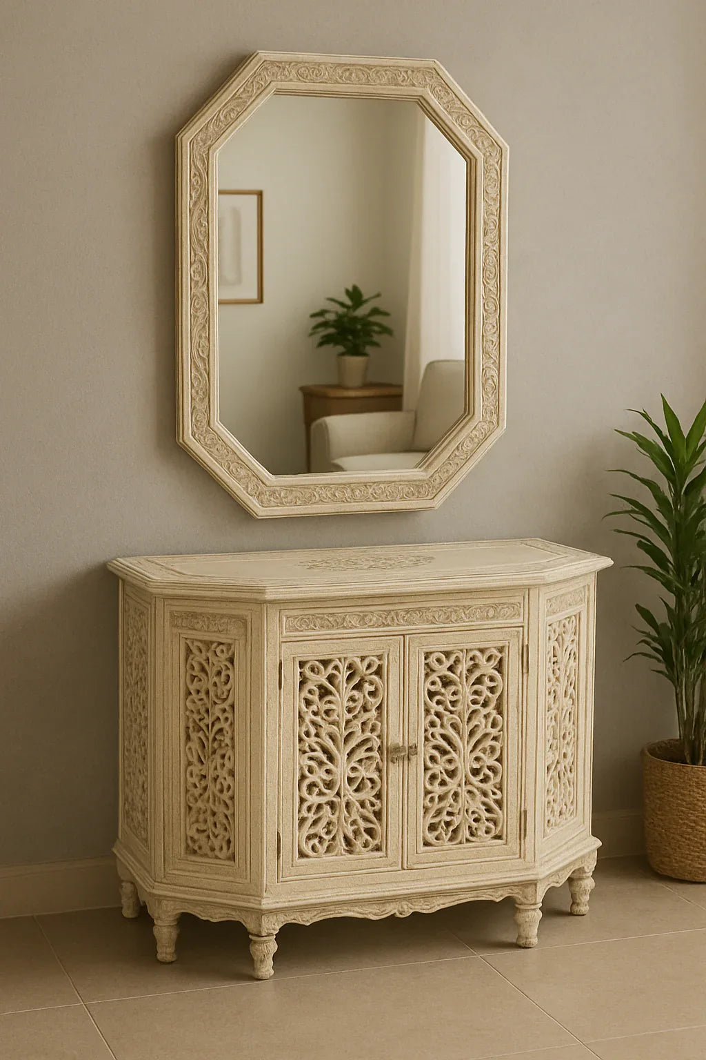 Shahi Mirror Console – Sheesham Wood Luxury Console Table with Mirror Pakistan
