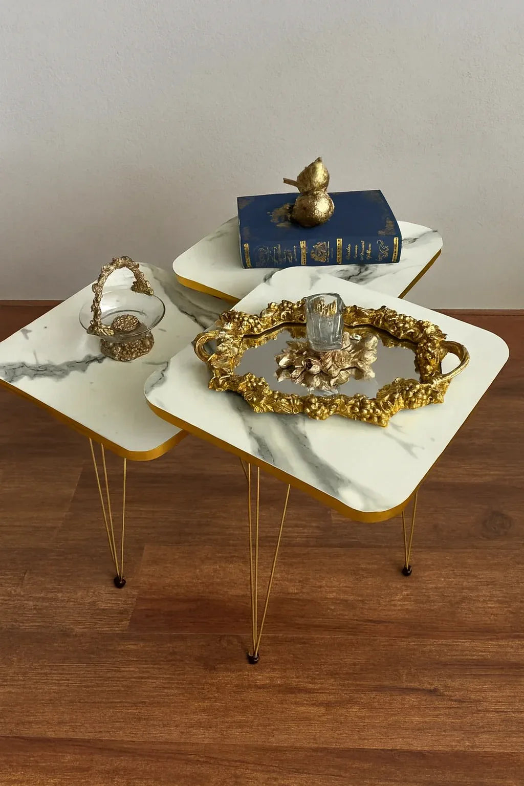 Square White Glory Nesting Tables in Pakistan – Set of 3