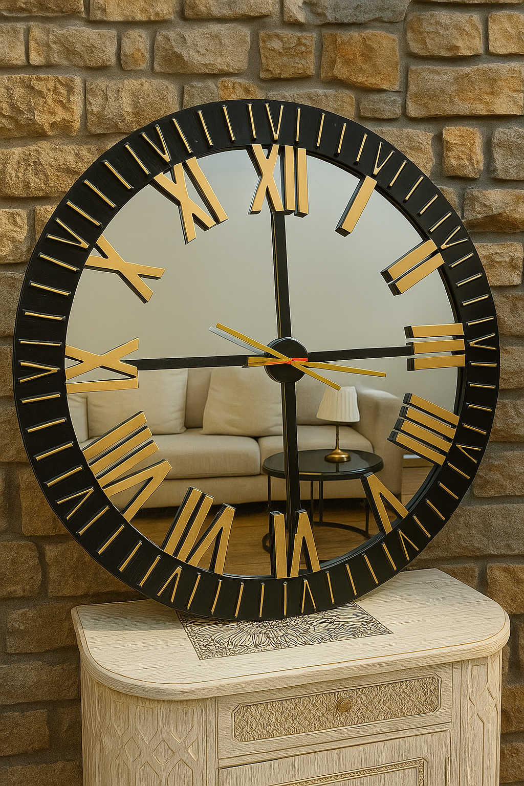 Stevia Clock – 48" Black & Silver MDF Wall Clock