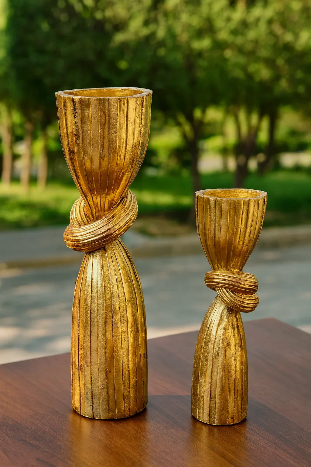 Table Decor Gold Cylinder Candle Stand – Resin Décor