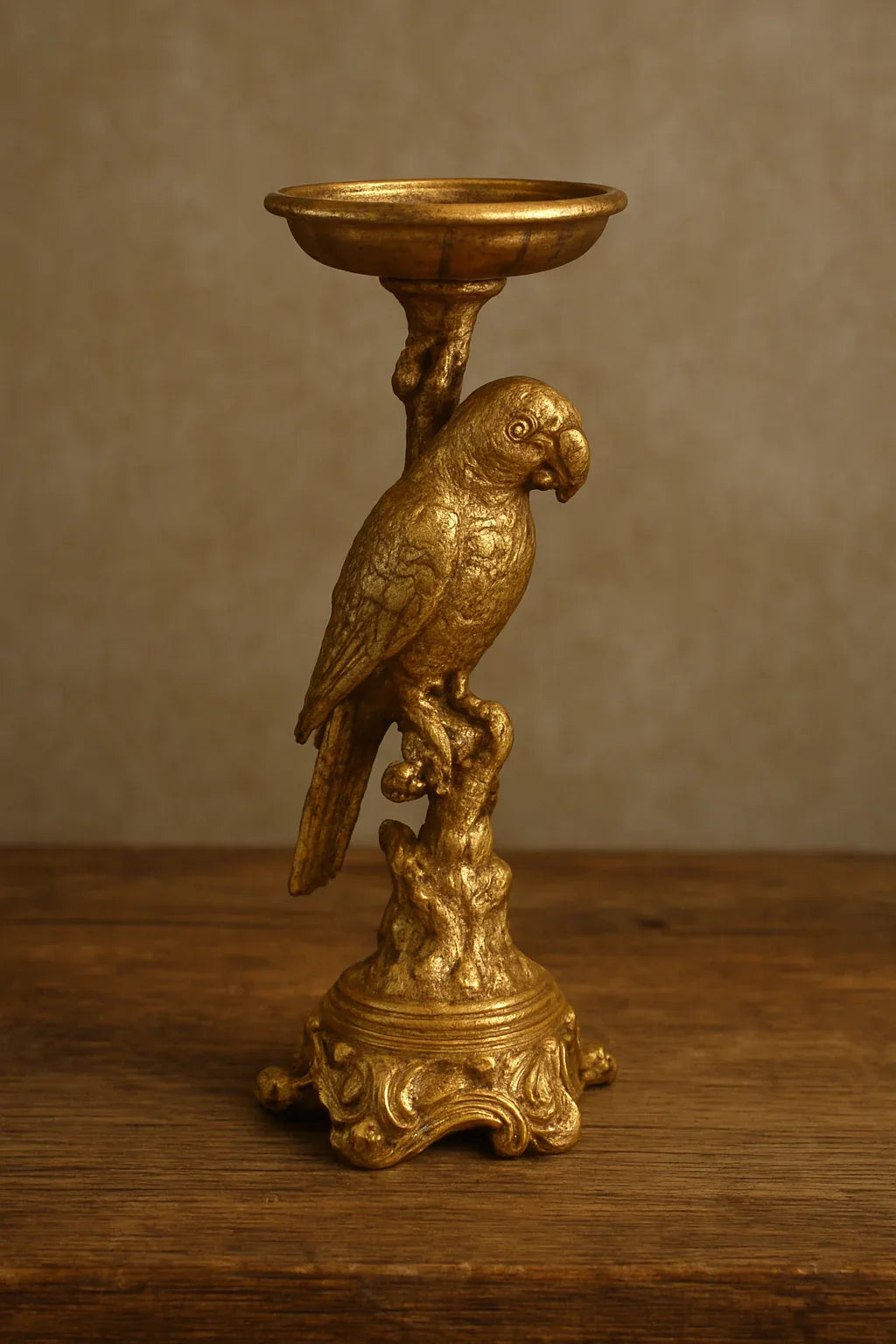 Toucan Bird Candle Stand – Resin Decor with Gold Leafing
