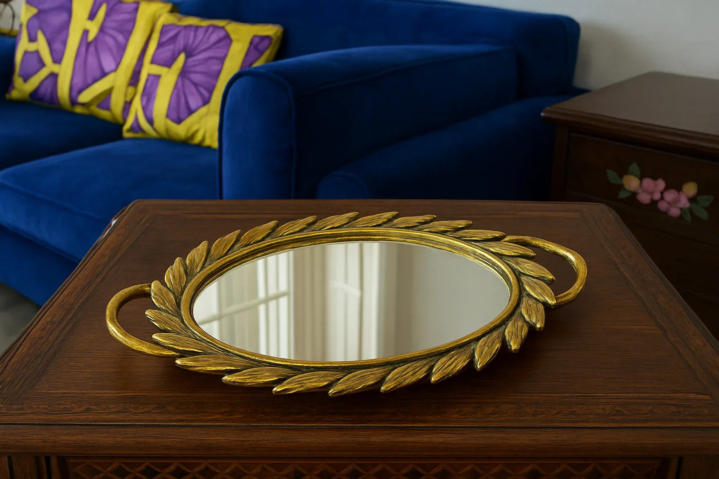 Tray 010 – Gold Plated Synthetic Decorative Serving Tray